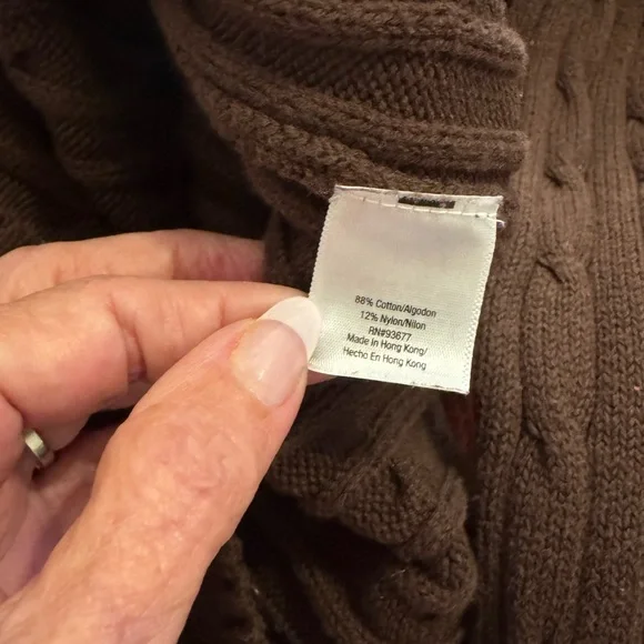 St. John's Bay Dark Brown Cable Knit Sweater - Picture 3 of 5